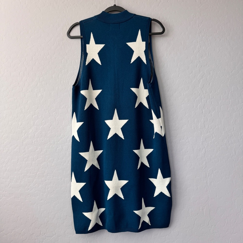 NWT Show Me Your Mumu Star Dress Sleeveless Knit Zip Front Blue‎ White Size S - Picture 2 of 8